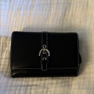 Coach Elegant Black Wallet with Stitch Detail